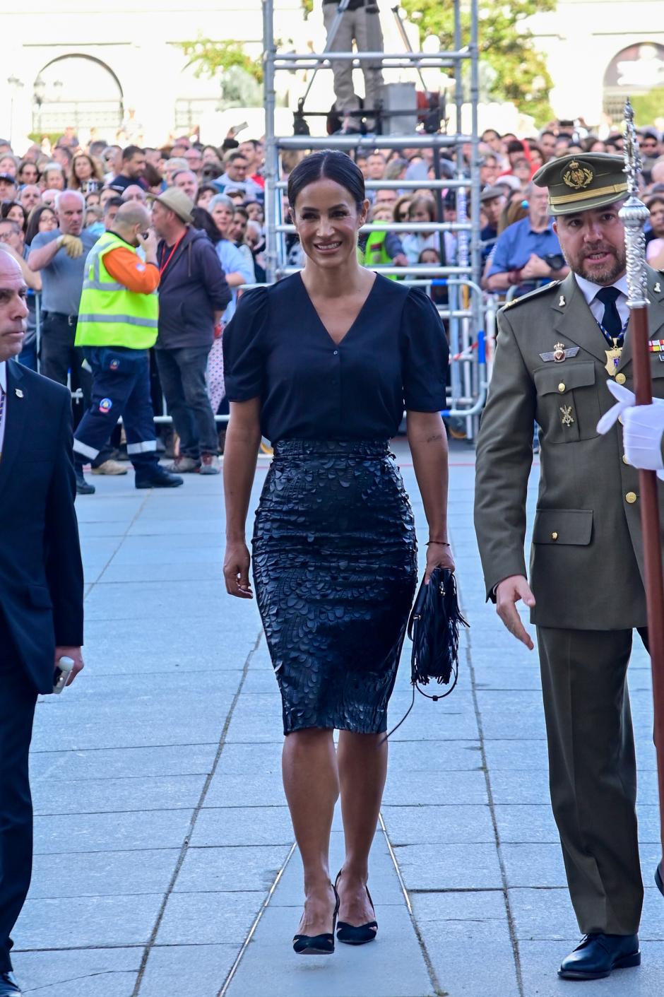 Begoña Villacis during the procession of the Christ of Alabardero  in Madrid, April 2023