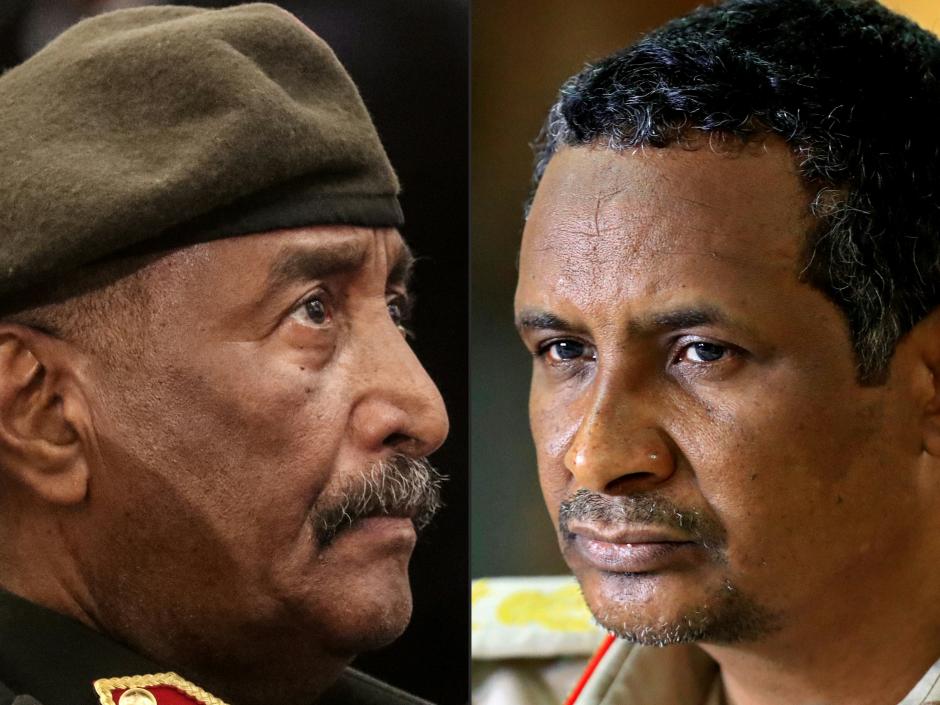 El general del Ejército de Sudán, Abdefatá al Burhan, y el comandante de las RSF, Mohamed Hamdan Dagado