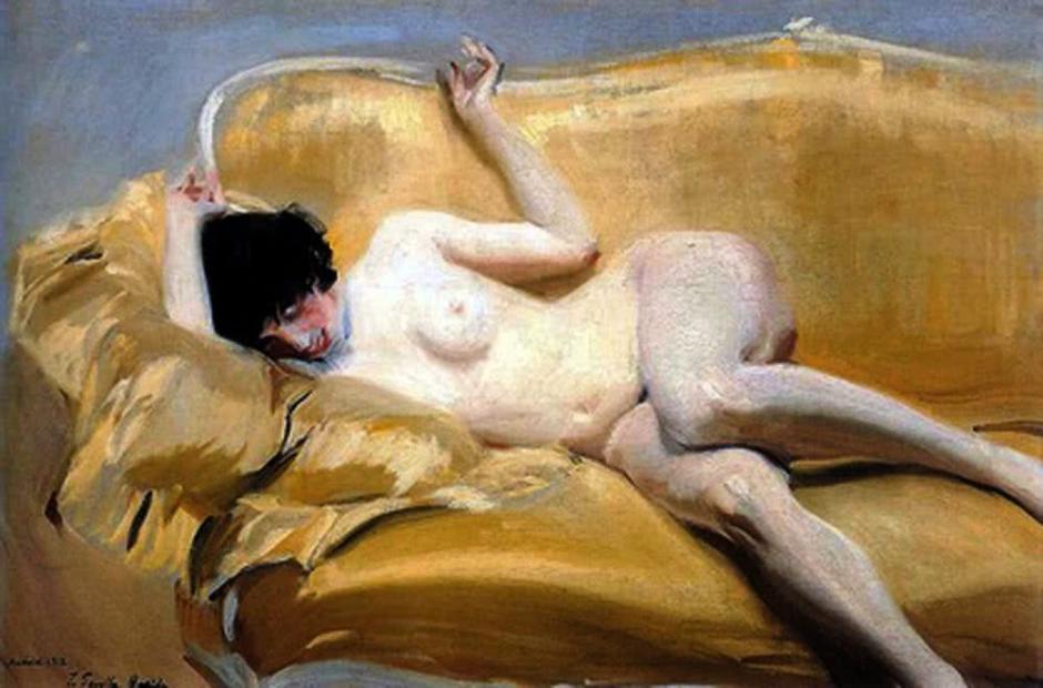 'Desnudo en el diván amarillo', de Joaquín Sorolla (1912)