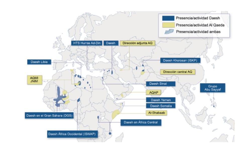 Territorios donde se expande Al Qaeda y el Daesh