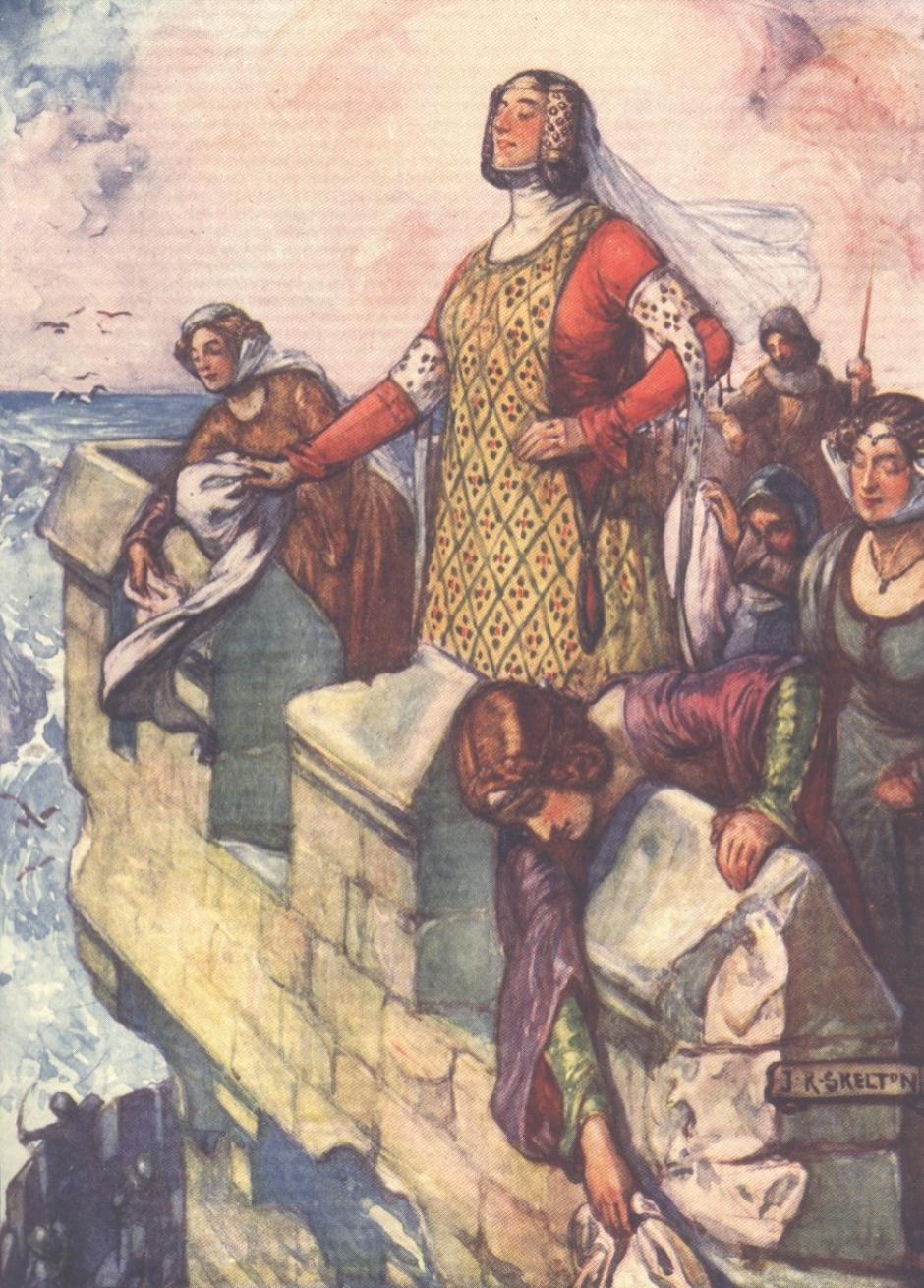 Una representación de "Black Agnes" en "Scotland's Story" de H E Marshall, publicado en 1906.