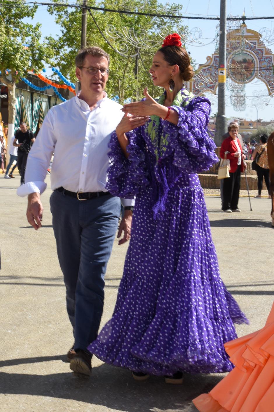 Presenter and former model Eva Gonzalez and Alberto Nuñez Feijoo during Marina de Alcor Fair in Marina de Alcor (Sevilla)  .20 April 2023