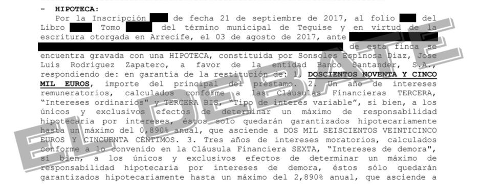 Crédito hipotecario de Zapatero y su mujer