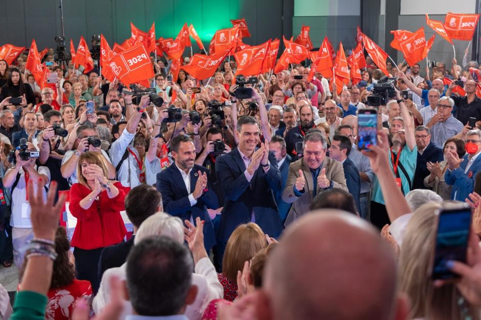 Pedro Sánchez, este martes, en Málaga, celebrando el 144º aniversario del PSOE