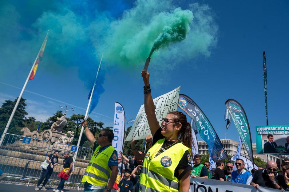 Manifestantes de la Policía Nacional y la Guardia Civil, en Madrid