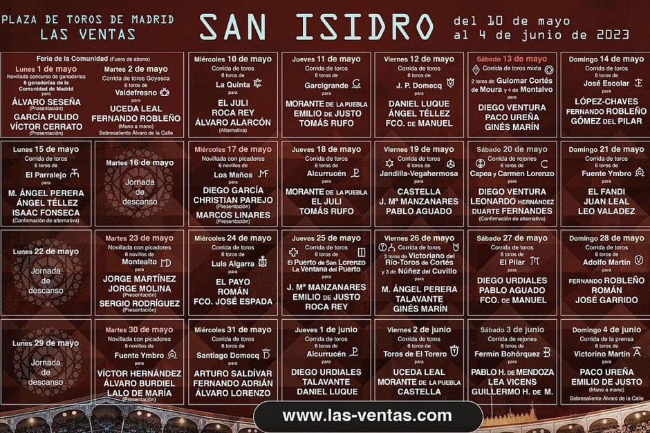 Carteles completos de la Feria de San Isidro