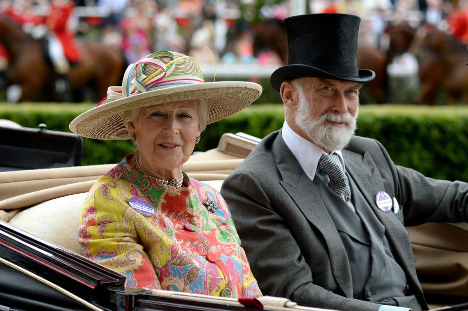Princess Alexandra, The Honourable Lady Ogilvy (left) and Prince Michael of Kent (right) during the Royal Procession before the start of the days racing. (Mandatory Credit: DOUG PETERS/ EMPICS Entertainment)