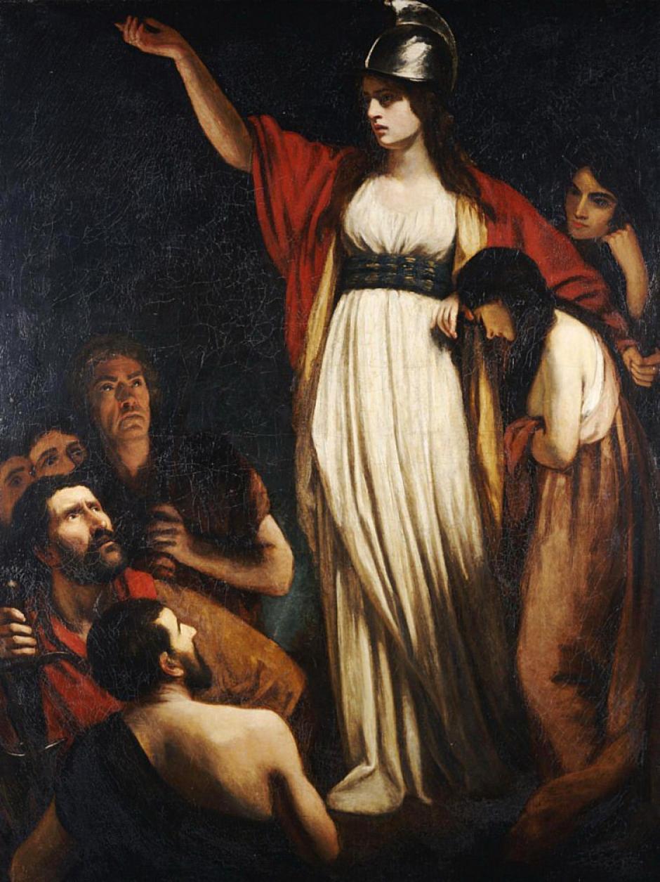 Boadicea arengando a los britanos, por John Opies, 1793