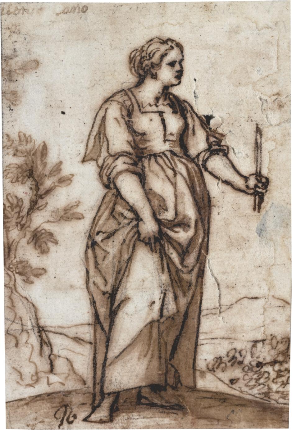 Anónimo, copia de un dibujo de Alonso Cano, "Santa María de la Cabeza", h. 1652