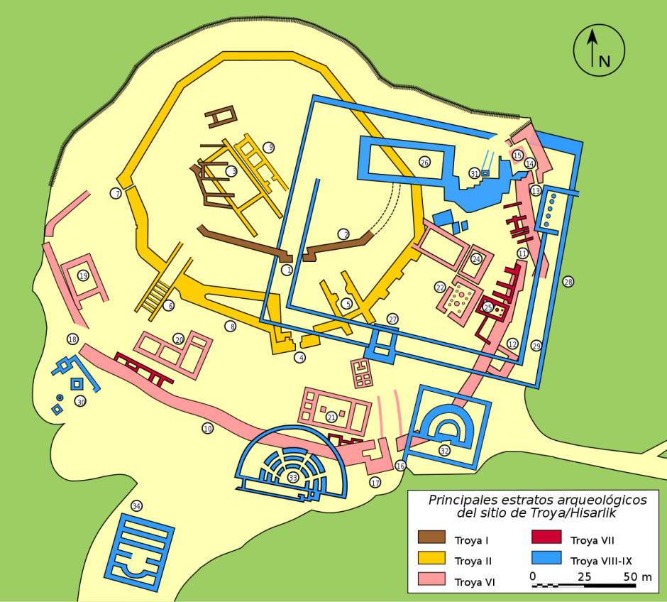 Plano arqueológico del sitio de Hisarlik