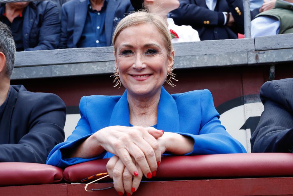 Cristina CIfuentes during the bullfight of the San Isidro Fair by Miguel Angel Perera, Angel Tellez and Isaac Fonseca  in Madrid on Monday, 15 May 2023.