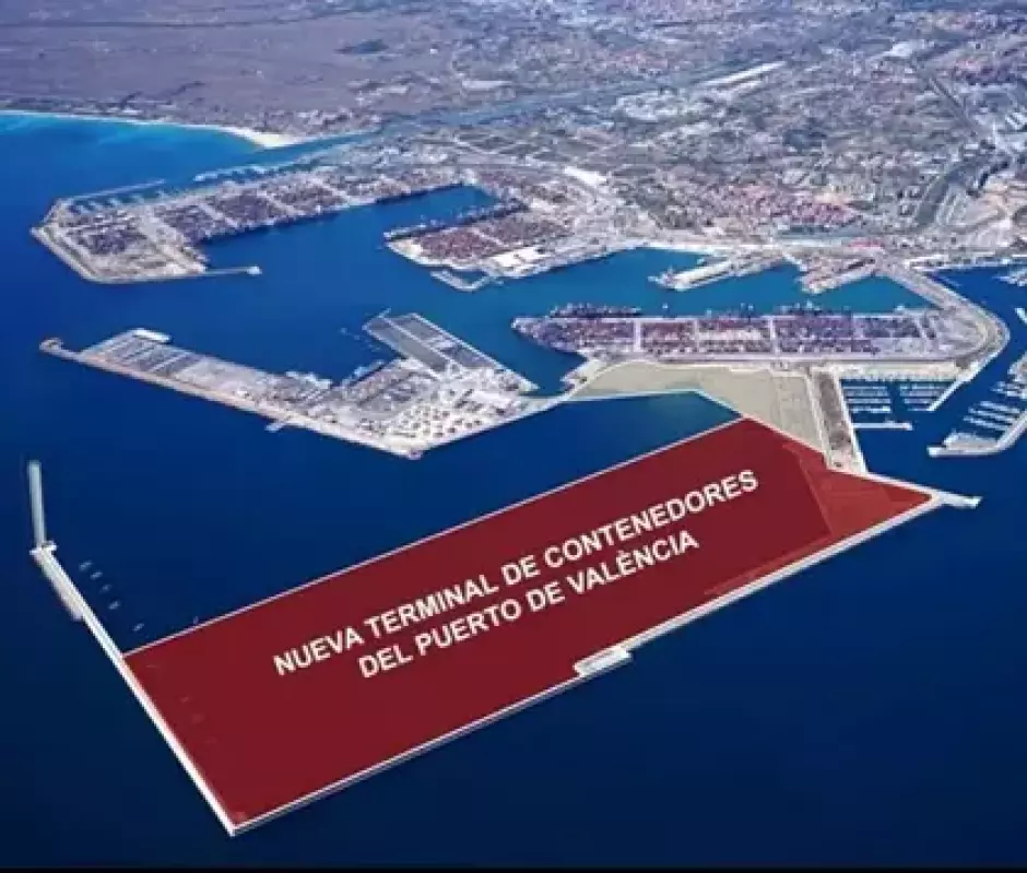 Recreación del puerto de Valencia tras su ampliación.
