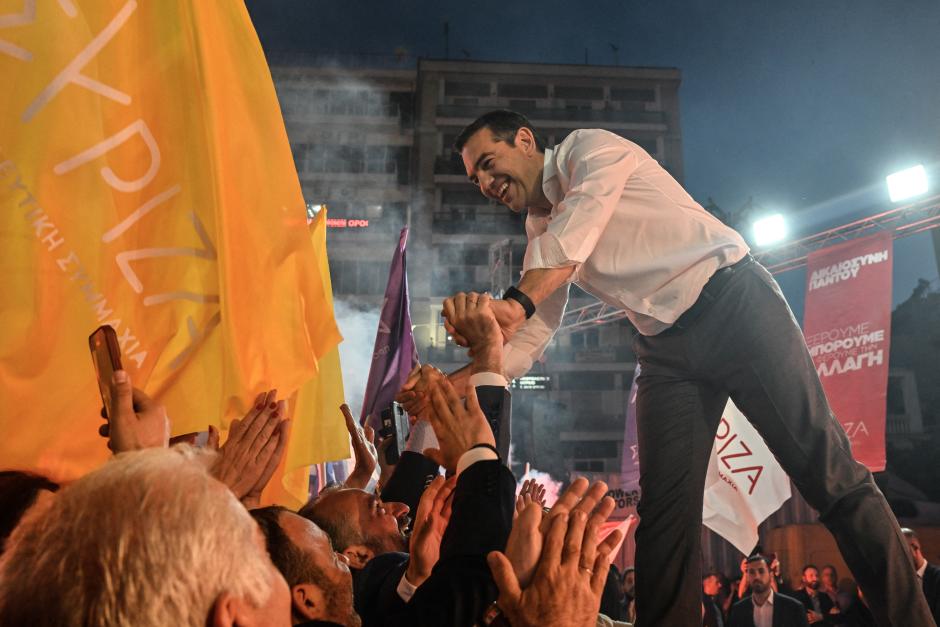 El líder izquierdista griego Alexis Tsipras durante el cierre de campaña en Atenas