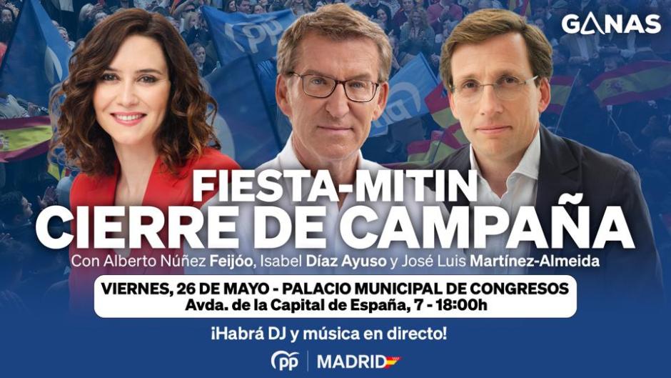 Cartel promocional del cierre de campaña del PP de Madrid