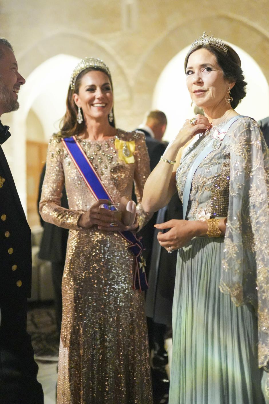 Princess Iman bint Abdullah of Jordan and Jameel Alexander Thermiotis arrive at the Zahran Palace in Amman, on June 01, 2023, to attend the Islamic marriage ceremony known as a katb ktab Photo: Royal Hashemite Court / Albert Nieboer / Netherlands OUT / Point De Vue OUT *** Local Caption *** .