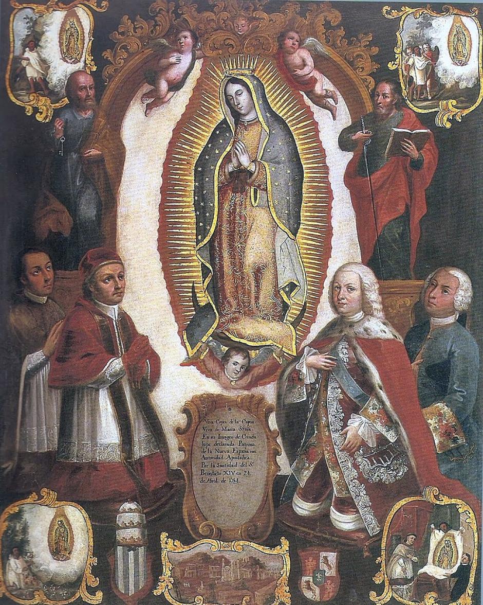 Alegoría de la declaración pontificia del patronato guadalupano sobre la Nueva España
