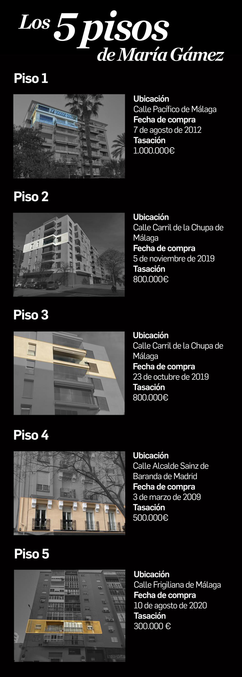 Listado de propiedades de María Gámez y Juan Carlos Martínez Martínez