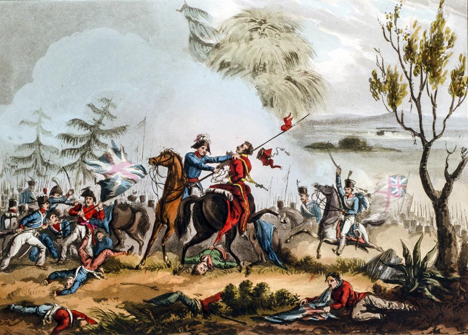 El mariscal Beresford desarmando a un lancero polaco en la batalla de La Albuera
