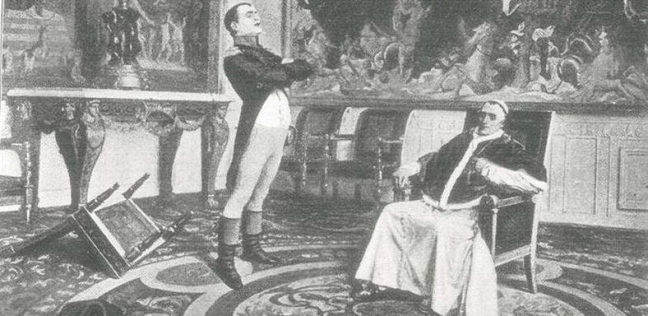 Napoleón y el Papa Pío VII en Fontainebleau