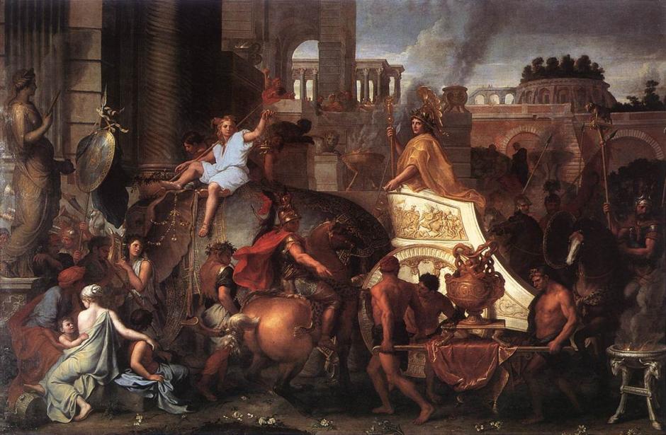 Entrada de Alejandro a Babilonia, por Le Brun
