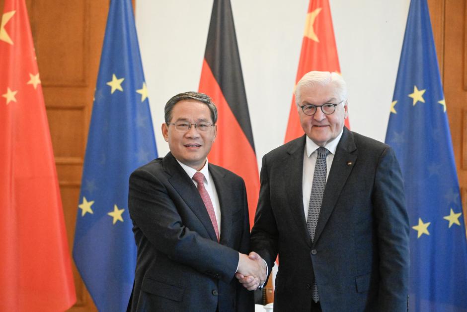 El primer ministro chino LiQiang y el presidente alemán Frank-Walter Steinmeier