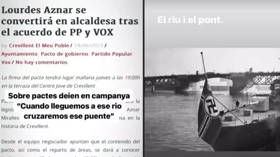 Fotomontaje del concejal de Compromís comparando un pacto PP-Vox con el nazismo