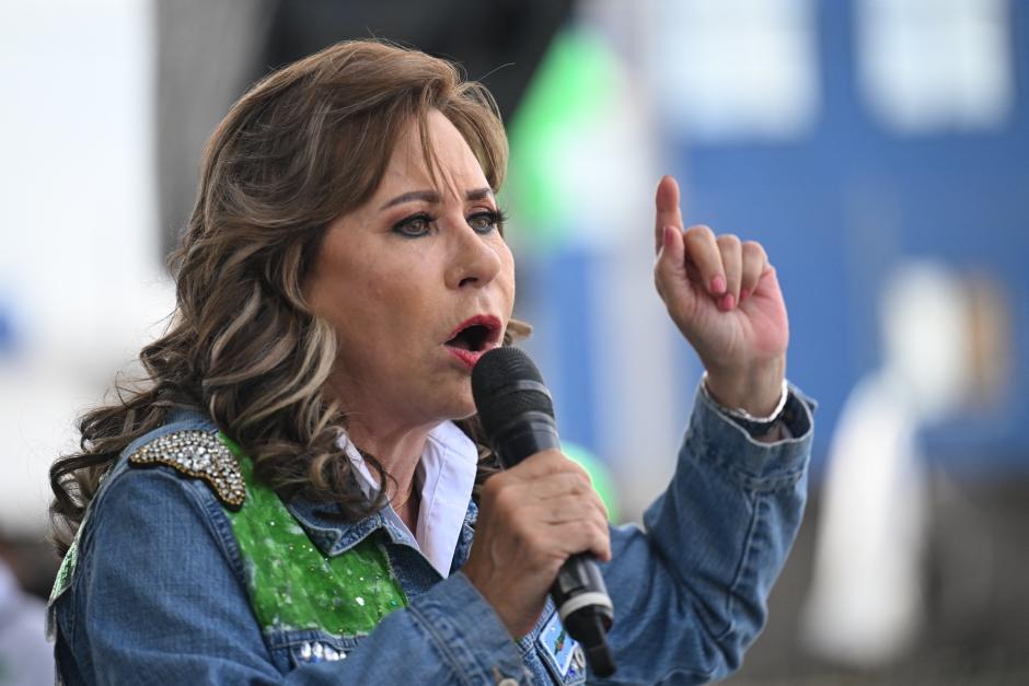 La ex primera dama y candidata presidencial Sandra Torres durante un acto de campaña