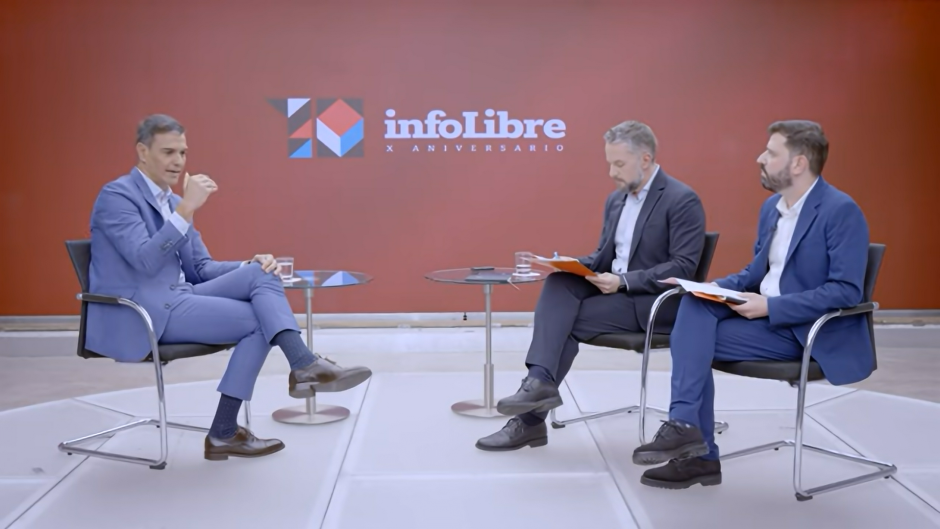 Pedro Sánchez durante su entrevista en infoLibre