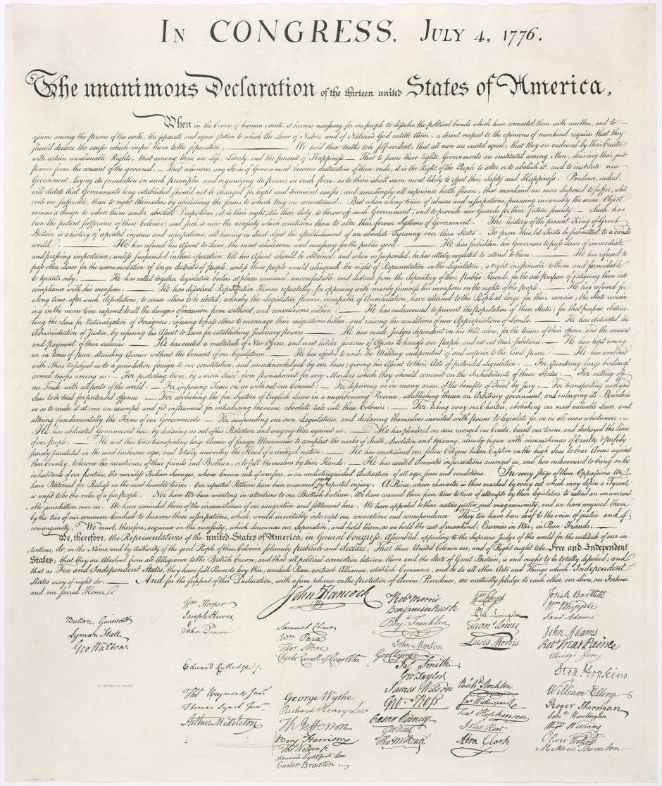 Versión manuscrita de la Declaración de Independencia de los Estados Unidos