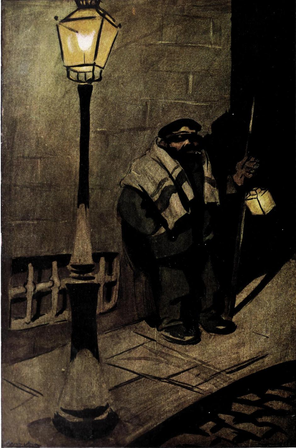 Escenas madrileñas. La soledad del sereno, por Francisco Sancha (revista Blanco y Negro, 1904)
