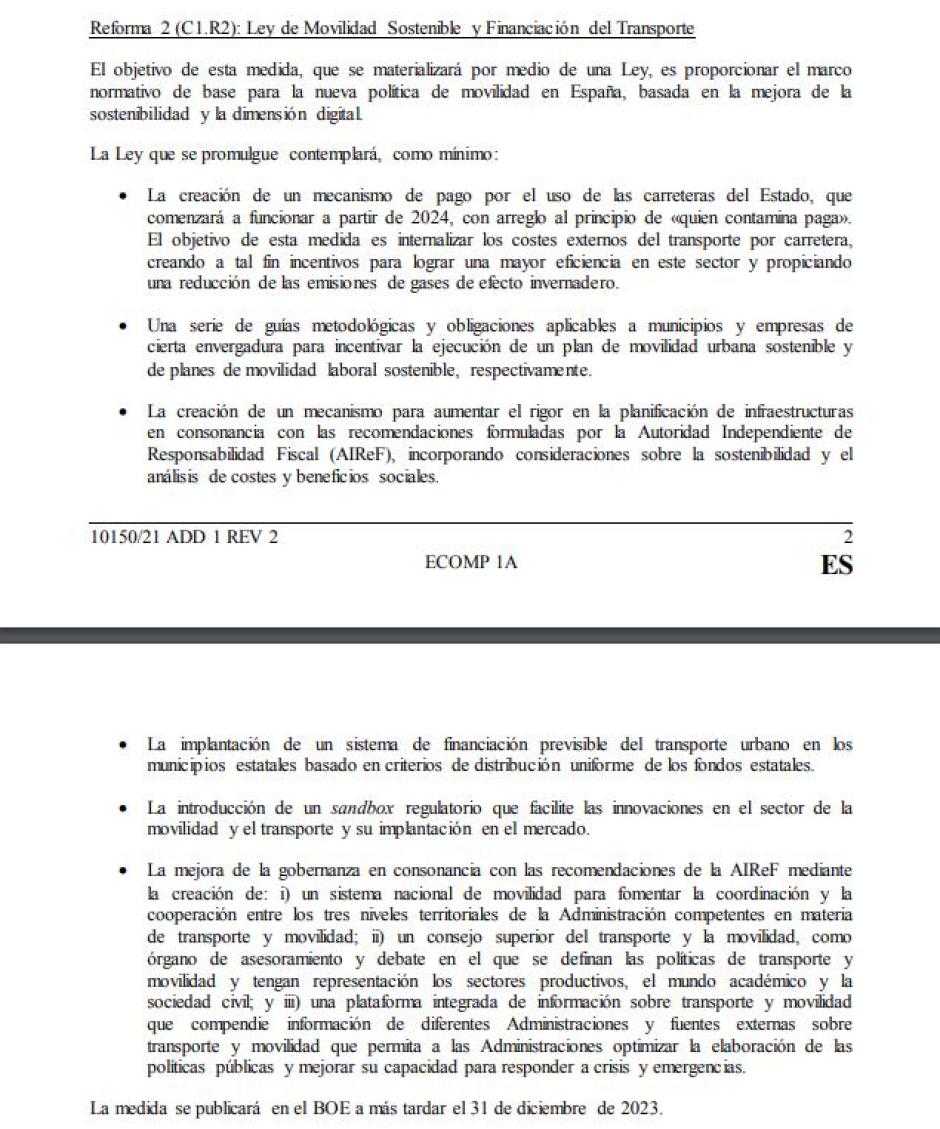 La Unión Europea ha confirmado que Pedro Sánchez se comprometió a cobrar  peajes a partir de 2024