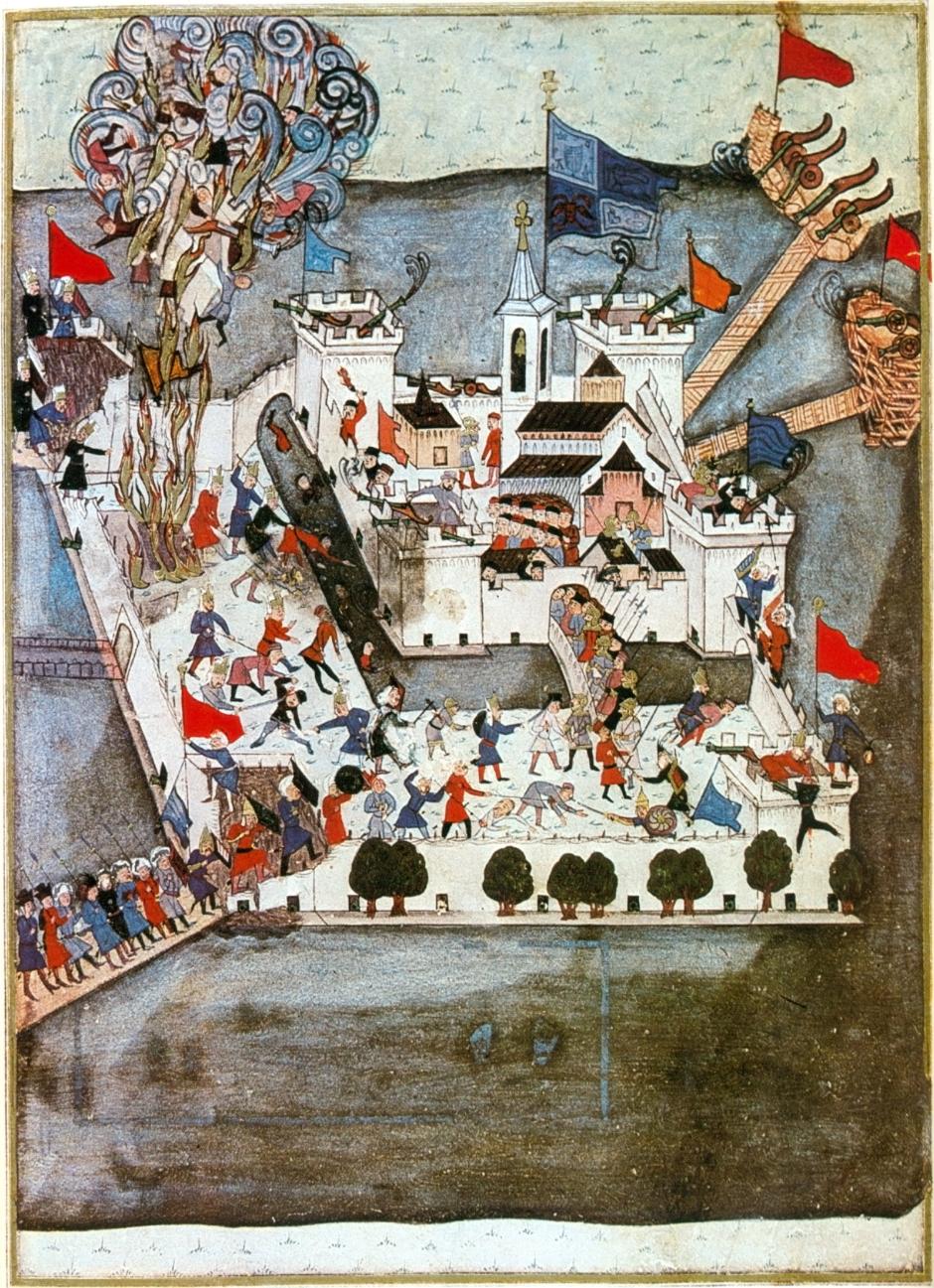 Miniatura del asedio de Szigetvár, siglo XVI