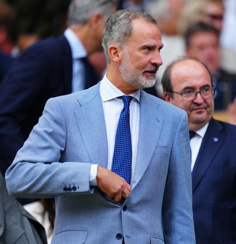 Spanish King Felipe VI during act “ La Caixa scholarships / becas “ in Madrid on Wednesday, 12 July 2023.