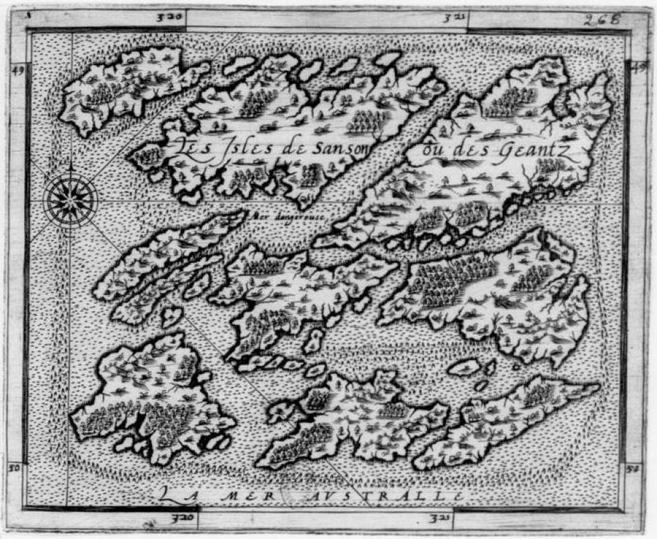 Primer mapa específico de las islas realizado por Andrés de San Martín en 1520
