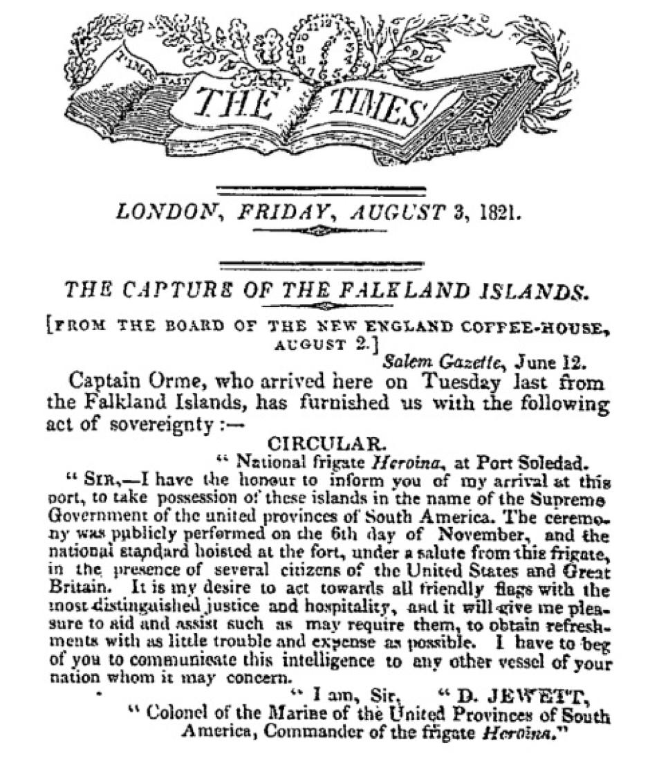 La toma de posesión argentina de 1820 se conoció en el Reino Unido a través de los informes del célebre explorador británico James Weddell