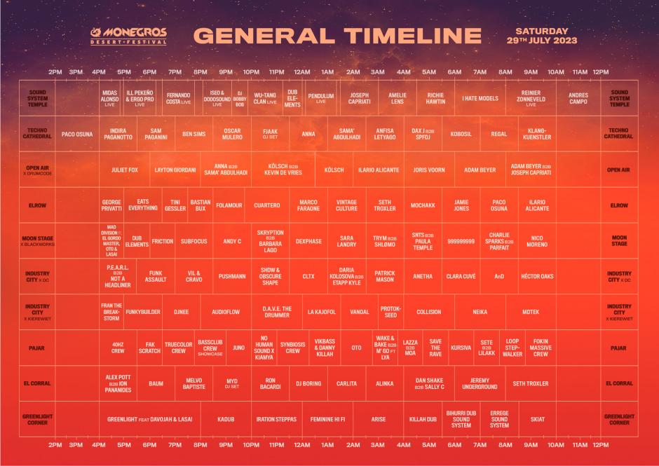 Horarios del Monegros Desert Festival 2023