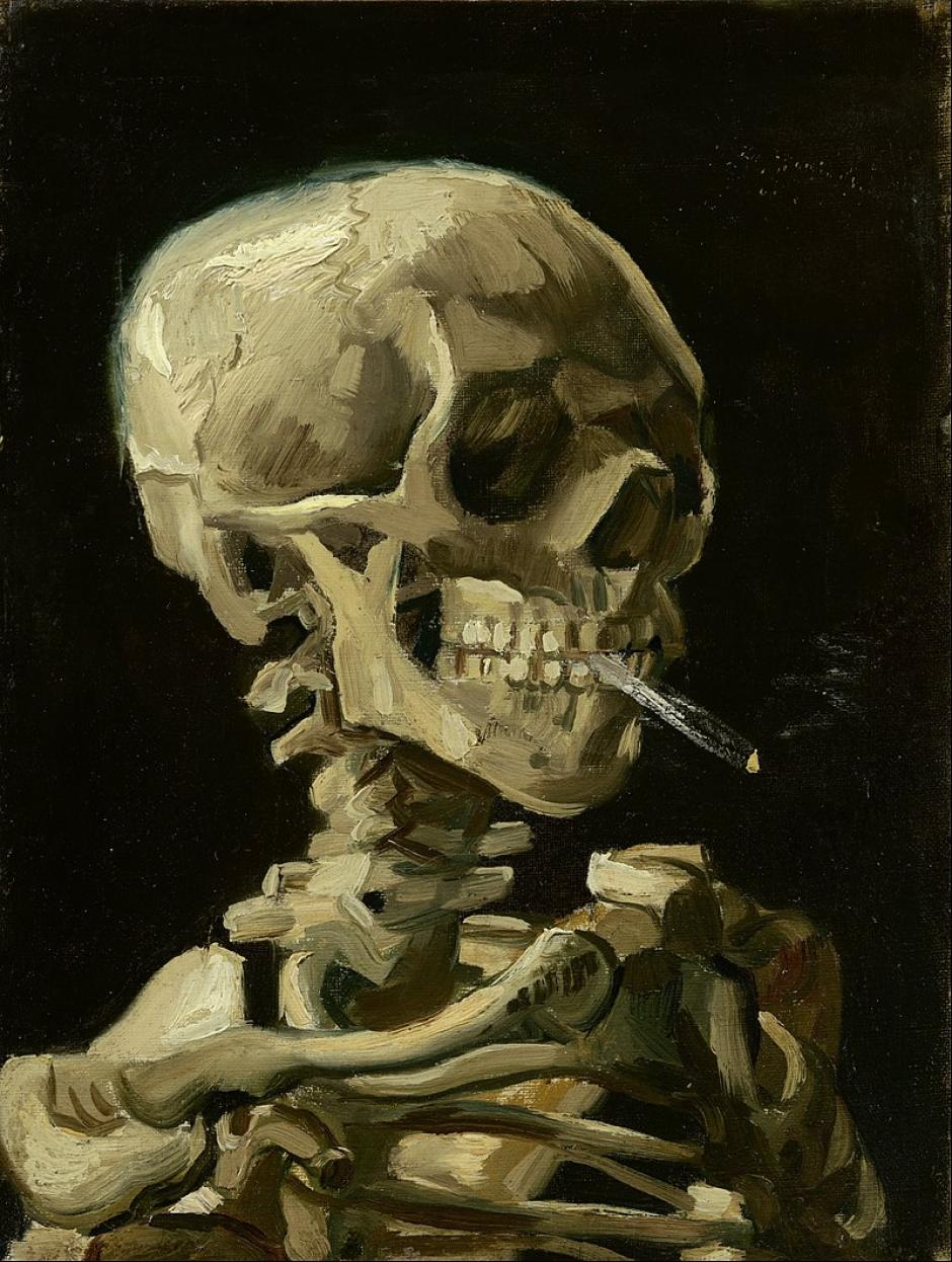 Cráneo con cigarrillo encendido (1885-1886)