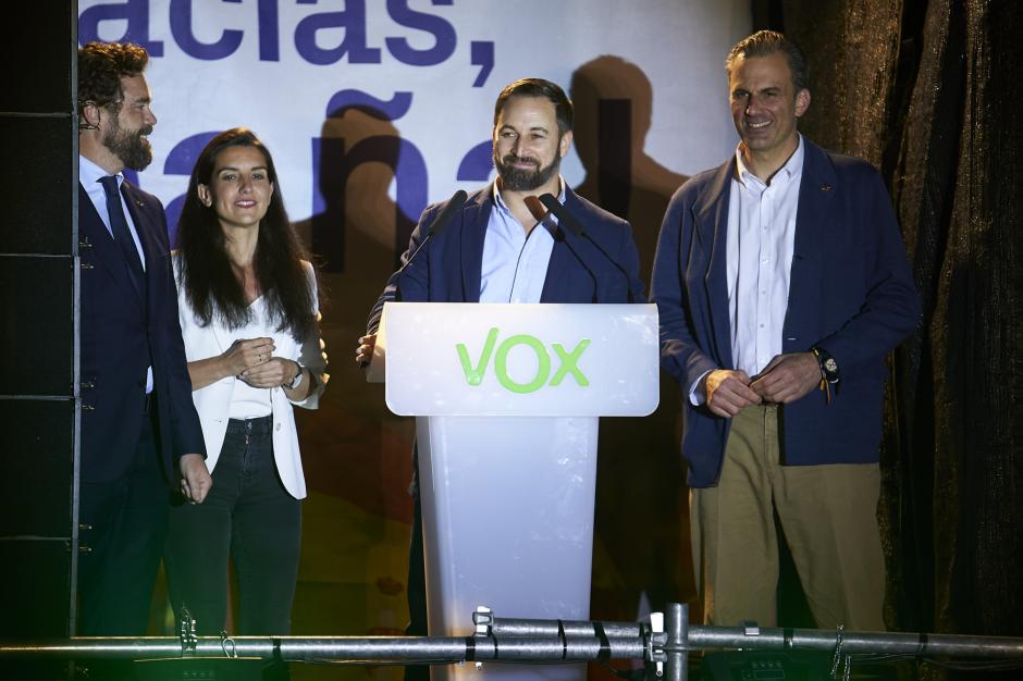 Abascal, Ortega Smith, Espinosa de los Monteros y Monasterio la noche electoral de abril de 2019