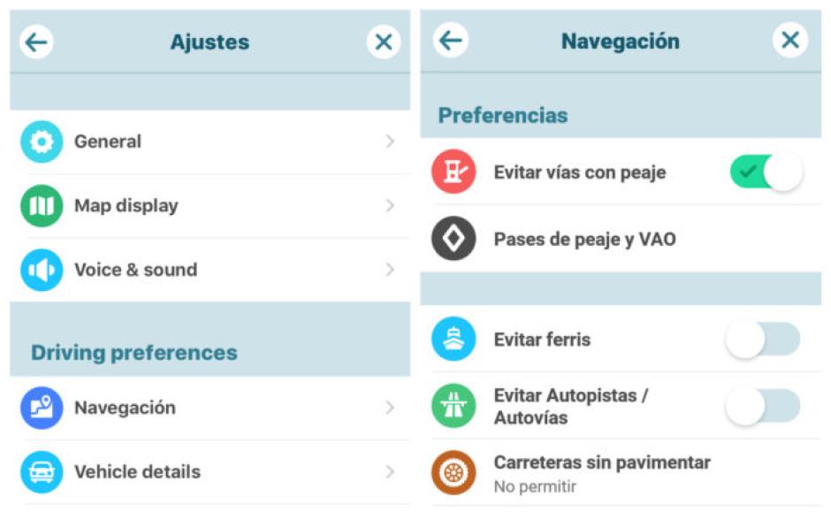 Procedimiento para evitar peajes en Waze