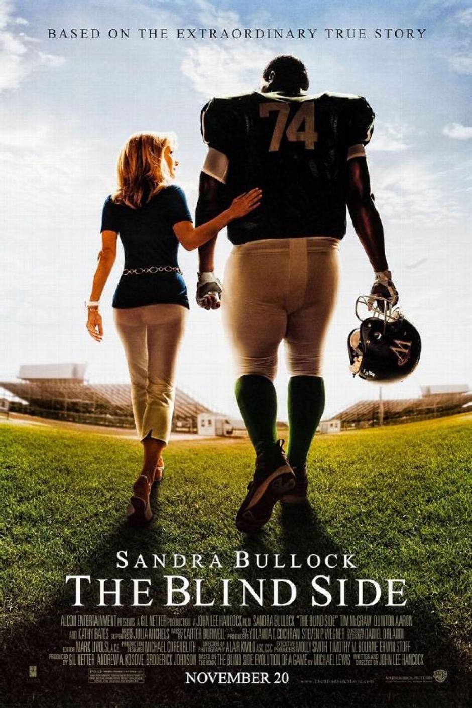 El cartel de la película The Blind Side, inspirada en la historia de Michael Oher y protagonizada por Sandra Bullock