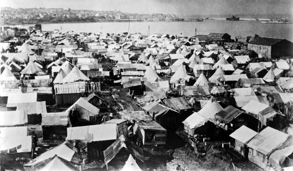 Campo de refugiados en Beirut, principios de los años veinte