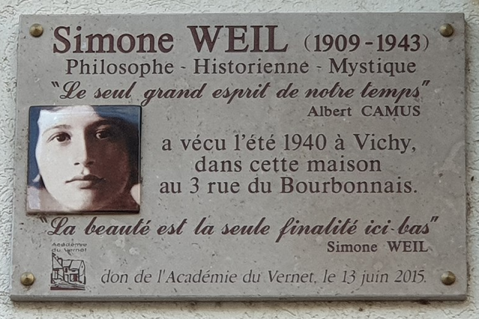 Placa en honor de Simone Weil en