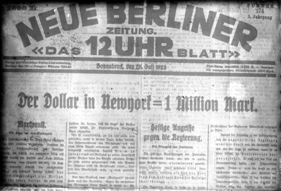 Ya el 28 de julio los periódicos anunciaban que al cambio, un dólar estadounidense equivalía a un millón de marcos