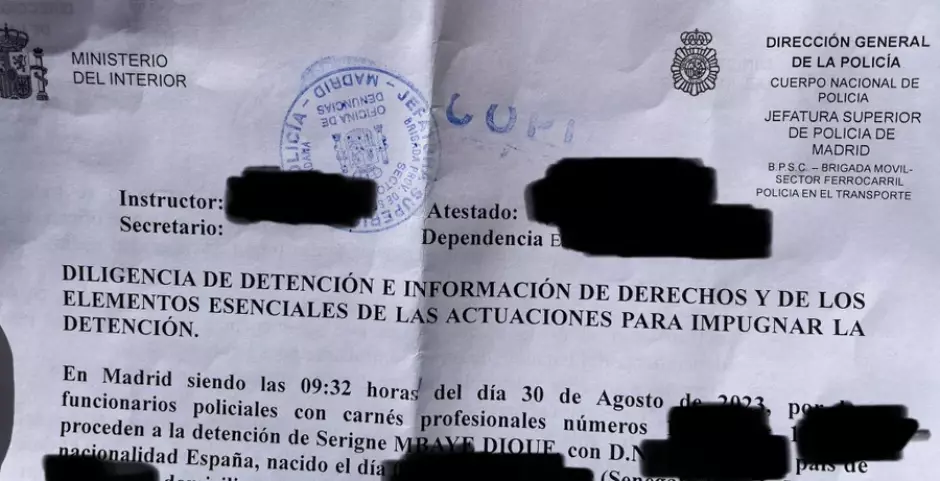Atestado policial difundido por el exmantero de Podemos