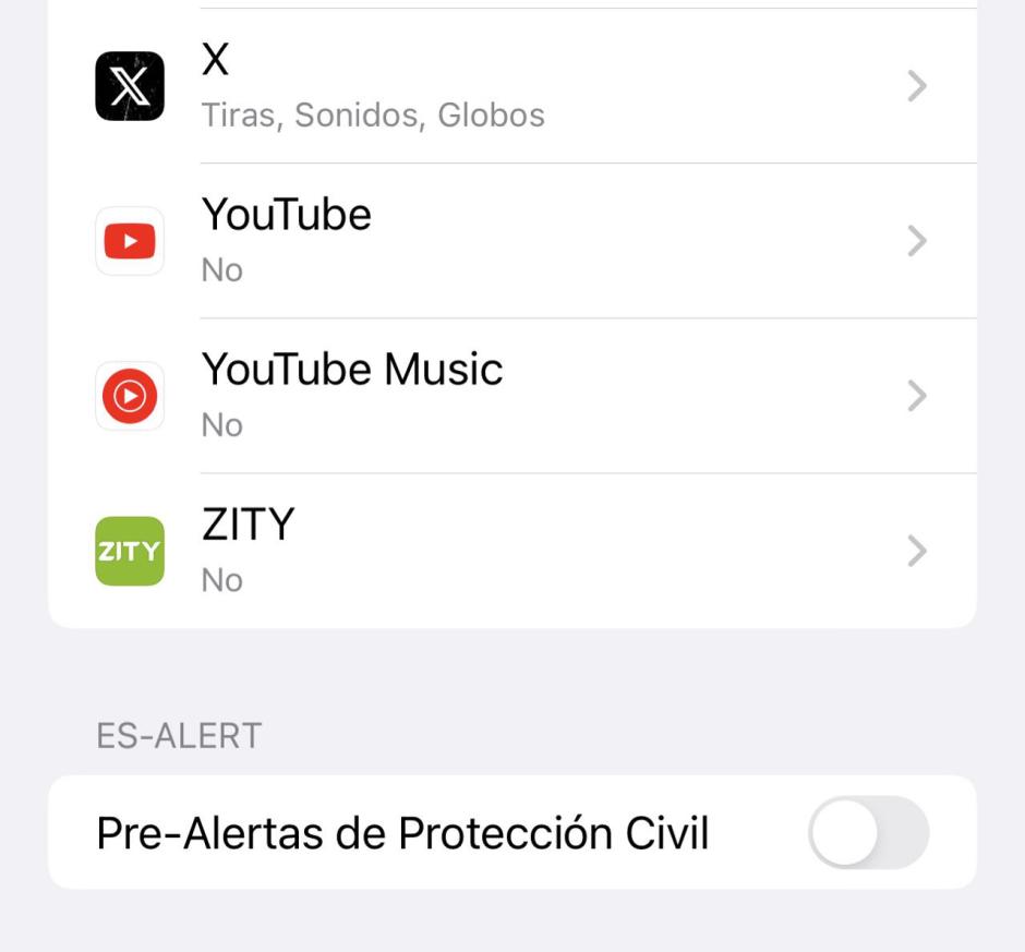 Alerta de Protección Civil en iPhone
