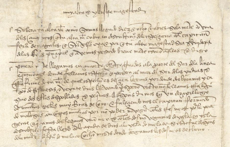Primera carta a Carlos V escrita por Elcano