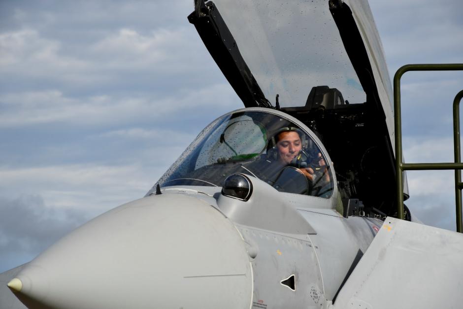 El comandante Canseco, en el destacamento Ambar de la misión de policía aérea en el Báltico el día que superó las 2.000 horas de vuelo en Eurofighter