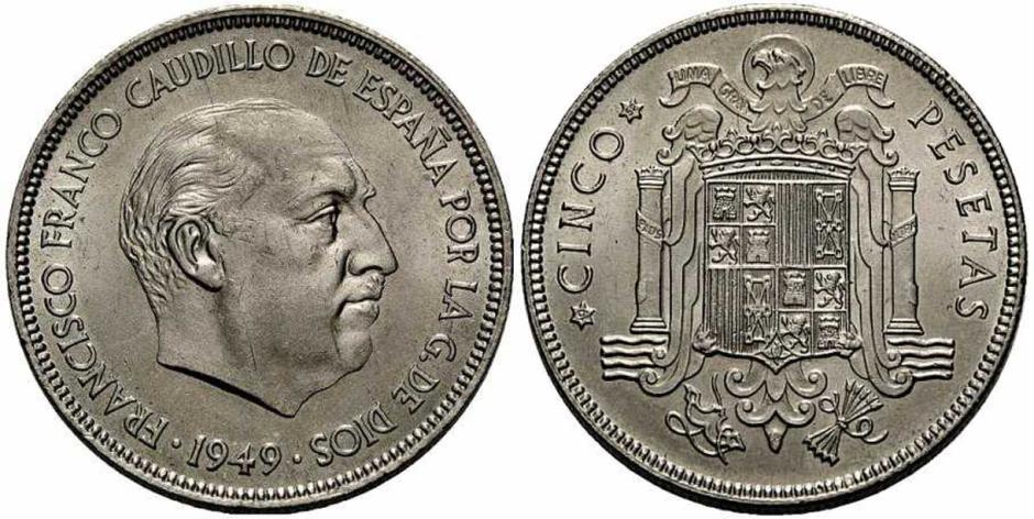 Moneda de 5 pesetas de Franco de 1949