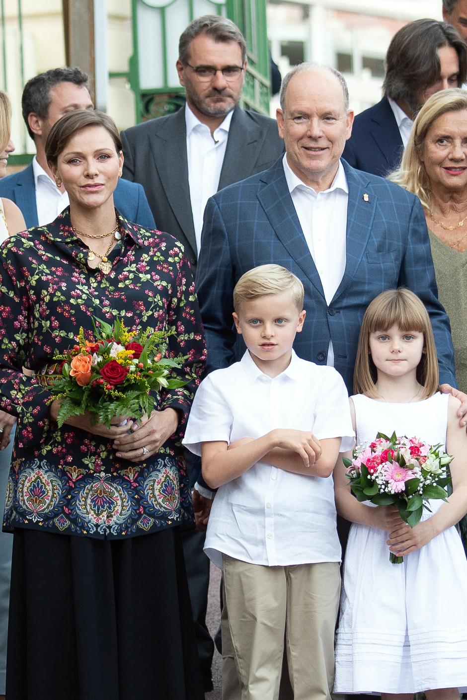 Prince Albert II of Monaco and Princess Charlene with their twins Prince Jacques and Princess Gabriella during the traditional Monaco picnic on September 9, 2023 in Monaco.