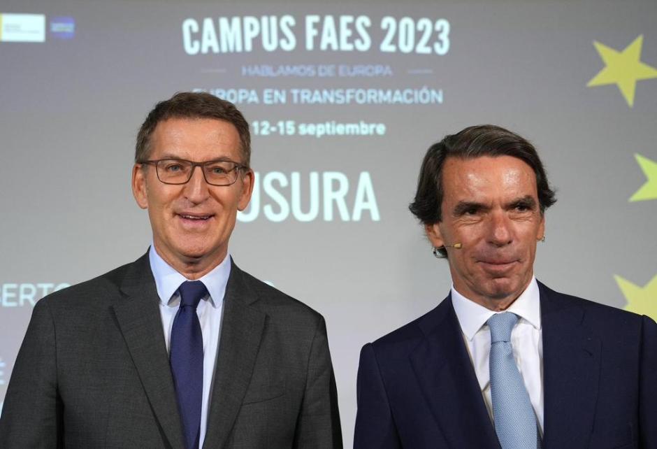 José María Aznar y Alberto Núñez Feijóo, en la clausura del Campus FAES